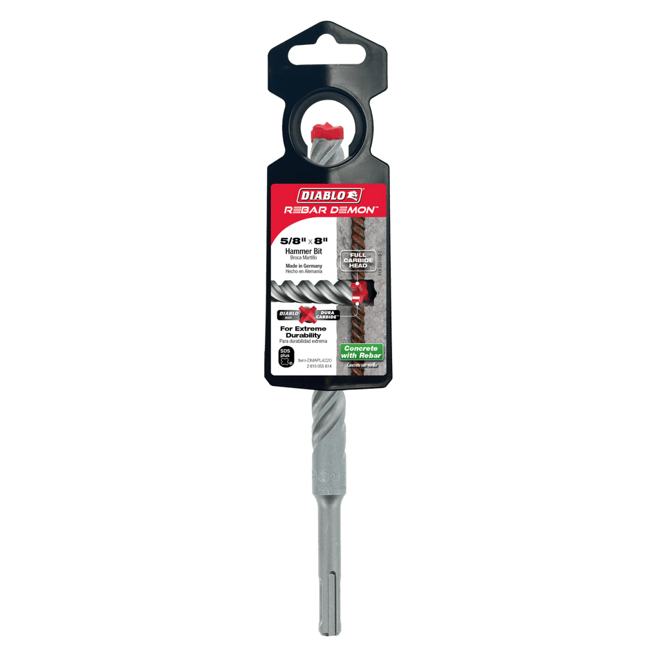 5/8" x 6" x 8" Rebar Demon™ SDS - Plus 4 - Cutter Full Carbide Head Hammer Drill Bit - AAA Industrial Supply