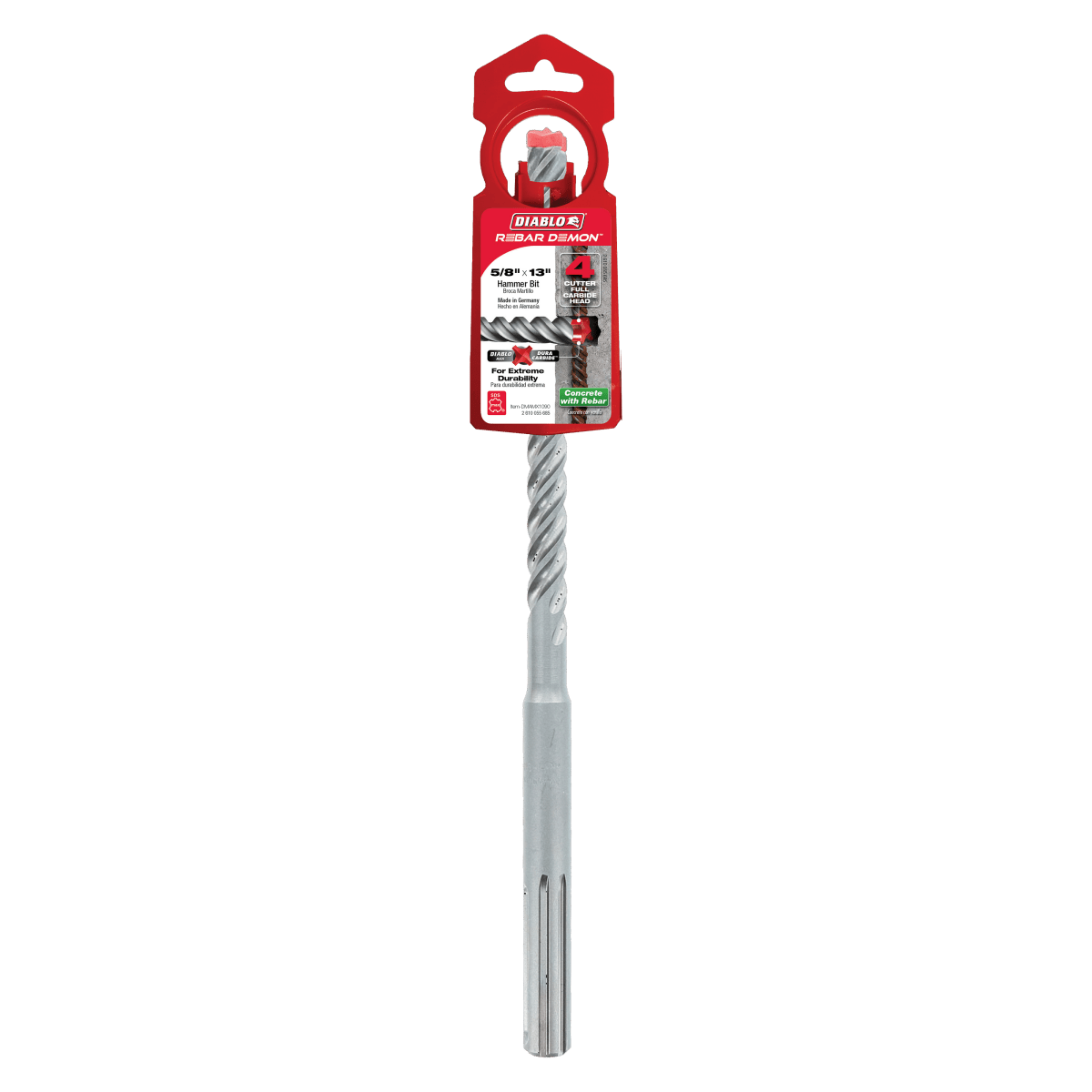 5/8" x 8" x 13" Rebar Demon™ SDS - Max 4 - Cutter Full Carbide Head Hammer Drill Bit - AAA Industrial Supply
