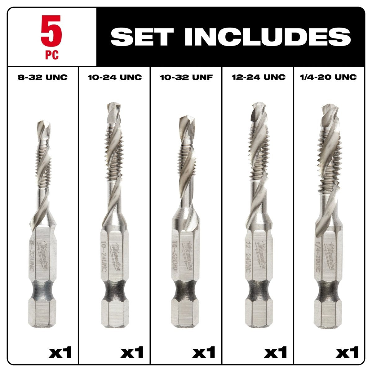 5PC SHOCKWAVE™ Impact Duty Drill and Tap Bit Set - AAA Industrial Supply