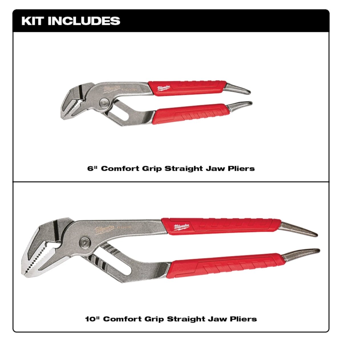 6" & 10" Comfort Grip Straight Jaw Pliers Set - AAA Industrial Supply