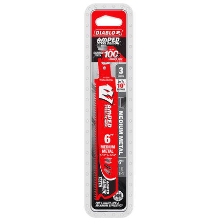 6" 10TPI AMPED™ Steel Demon™ Carbide Teeth Reciprocating Saw Blade for Medium Metal (3 - pk) - AAA Industrial Supply