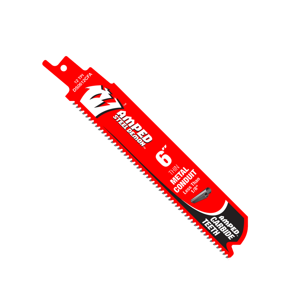 6" 12 TPI AMPED Steel Demon™ Carbide Teeth Reciprocating Saw Blade for Thin Metal - AAA Industrial Supply