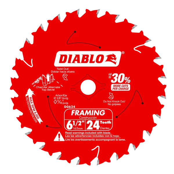 6 - 1/2" x 24 - Teeth Framing Saw Blade for Wood - AAA Industrial Supply