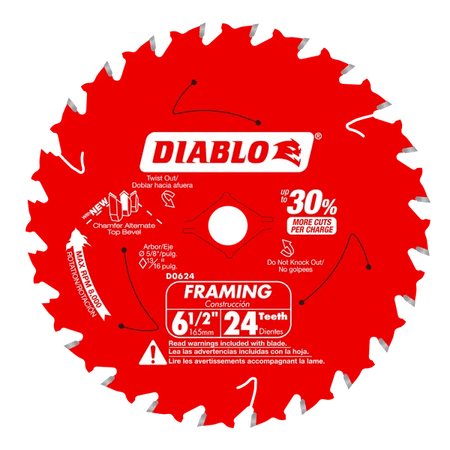 6 - 1/2" x 24 - Teeth Framing Saw Blade for Wood - AAA Industrial Supply