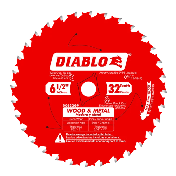6 - 1/2" x 32 - Teeth Carbide Saw Blade for Wood and Metal - AAA Industrial Supply