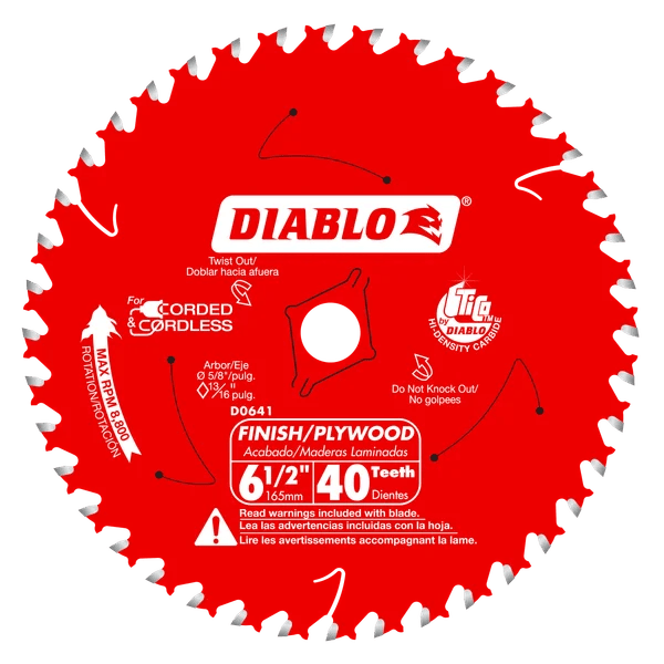 6 - 1/2" x 40 - Teeth Finish Trim Saw Blade for Wood - AAA Industrial Supply