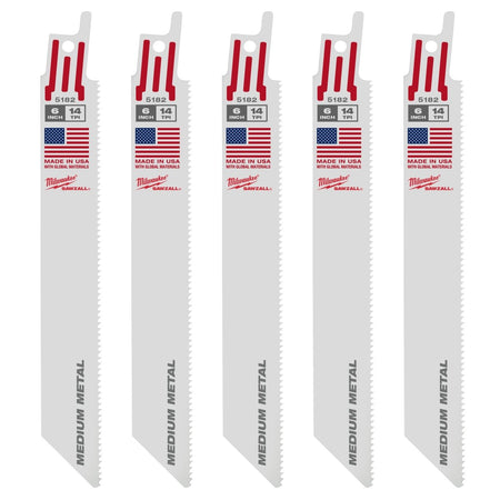 6" 14 TPI SAWZALL® Blade for Medium Metal (5 PK) - AAA Industrial Supply