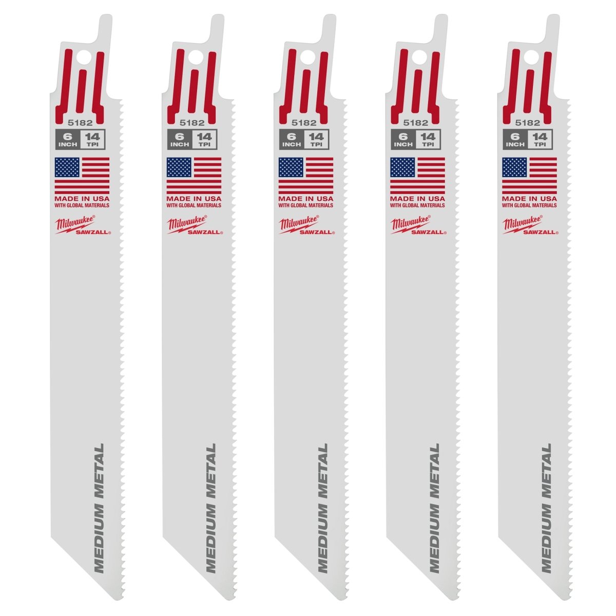 6" 14 TPI SAWZALL® Blade for Medium Metal (5 PK) - AAA Industrial Supply