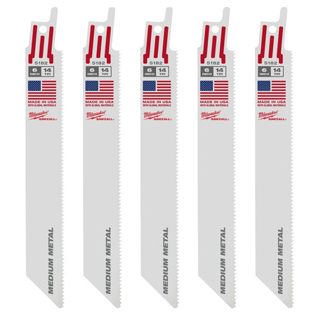 6" 14 TPI SAWZALL® Blade for Medium Metal (5 PK) - AAA Industrial Supply