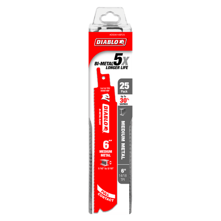 6" 14/18TPI Bi - Metal Reciprocating Blades for Medium Metal (25 - pk) - AAA Industrial Supply