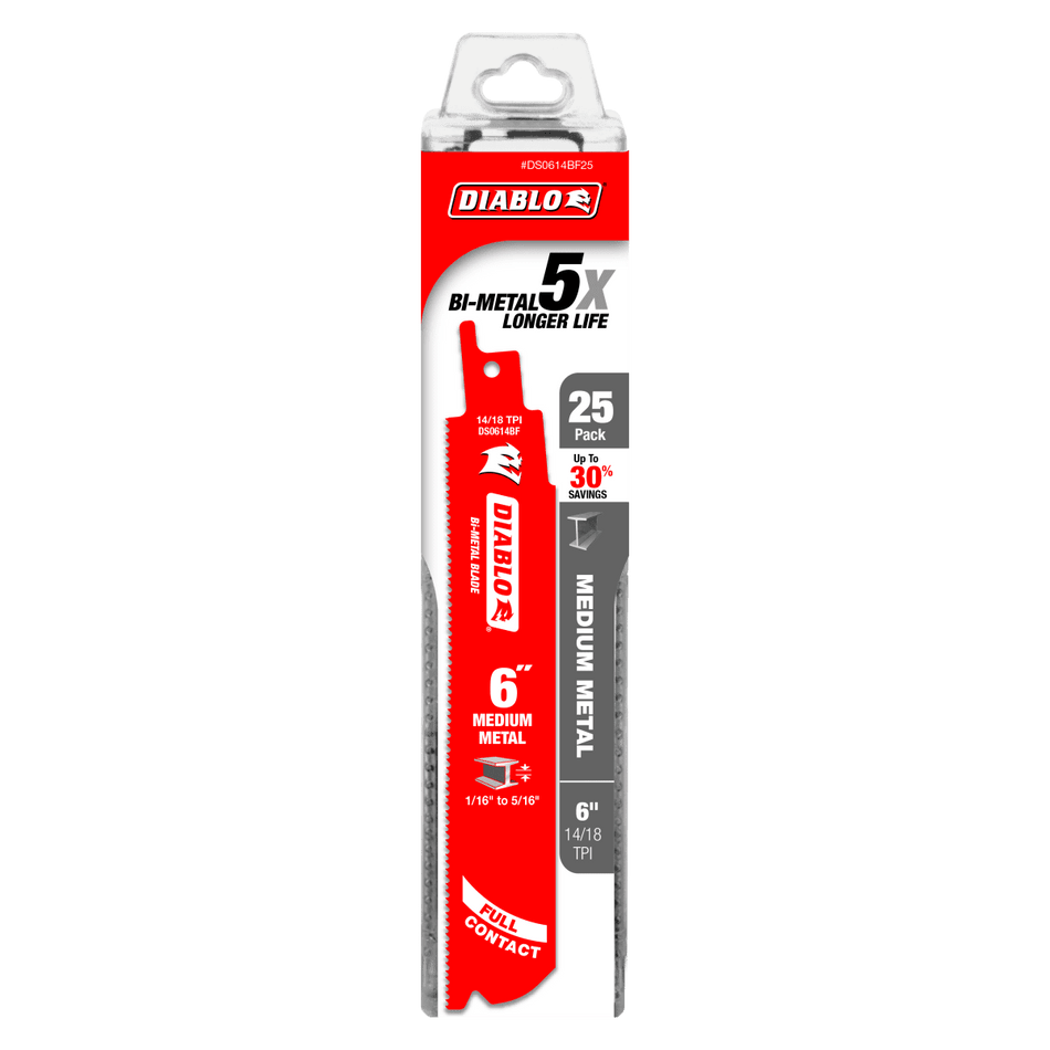 6" 14/18TPI Bi - Metal Reciprocating Blades for Medium Metal (25 - pk) - AAA Industrial Supply