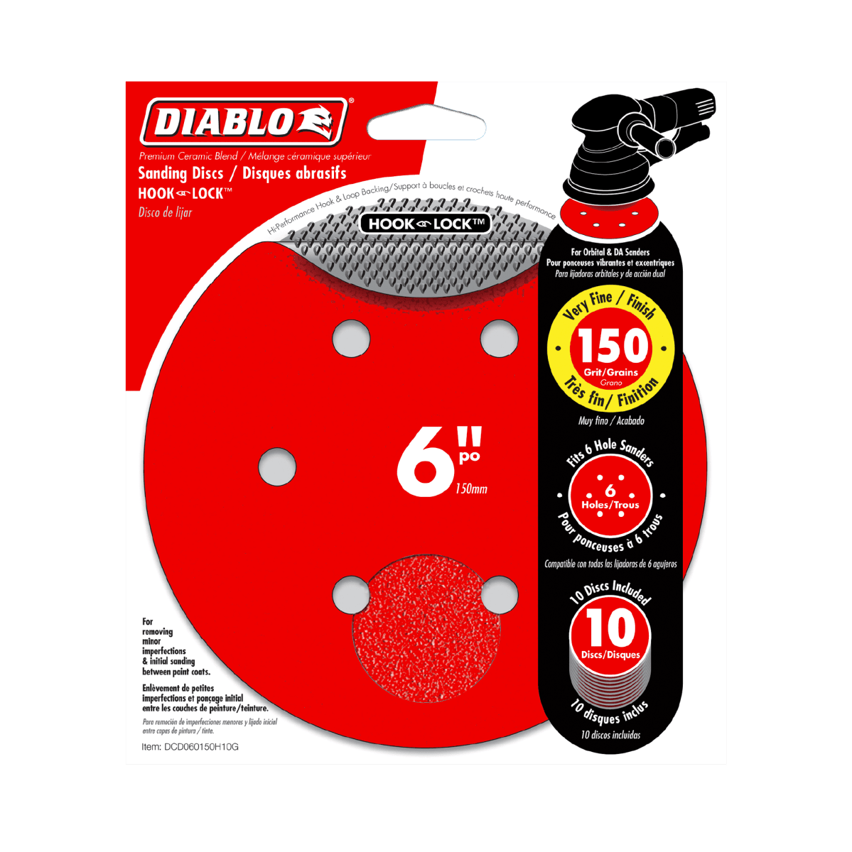 6" 150 - Grit Hook & Lock™ ROS Sanding Discs (10 - pk) - AAA Industrial Supply
