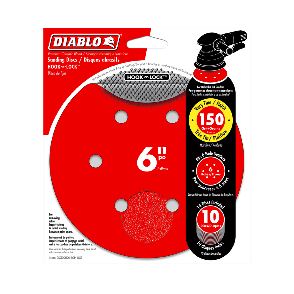 6" 150 - Grit Hook & Lock™ ROS Sanding Discs (10 - pk) - AAA Industrial Supply
