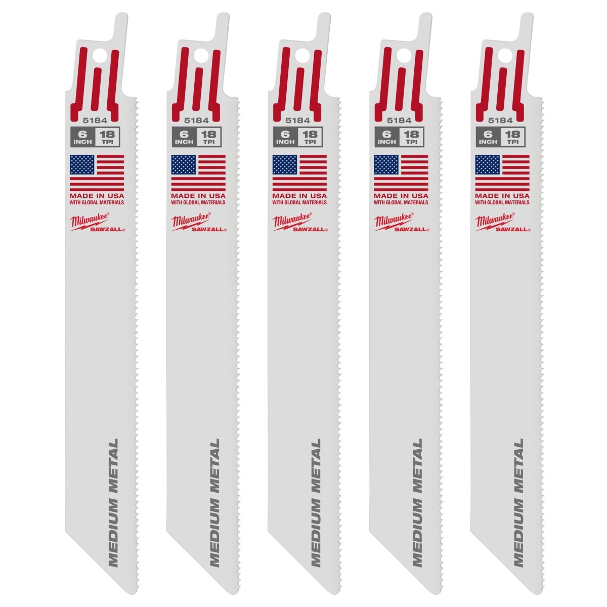 6" 18 TPI SAWZALL® Blade for Medium Metal (5 PK) - AAA Industrial Supply