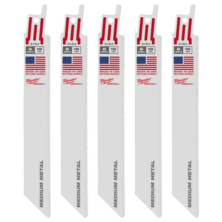 6" 18 TPI SAWZALL® Blade for Medium Metal (5 PK) - AAA Industrial Supply