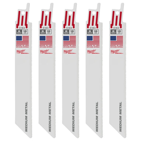6" 18 TPI SAWZALL® Blade for Medium Metal (5 PK) - AAA Industrial Supply