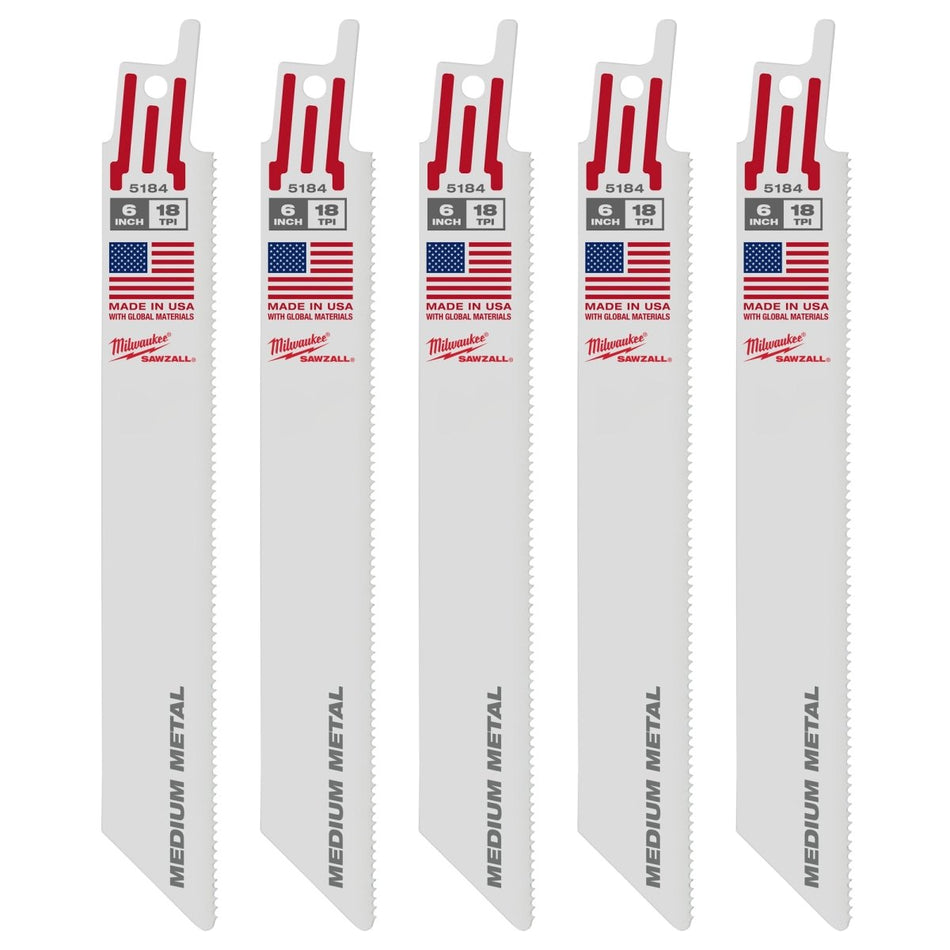 6" 18 TPI SAWZALL® Blade for Medium Metal (5 PK) - AAA Industrial Supply
