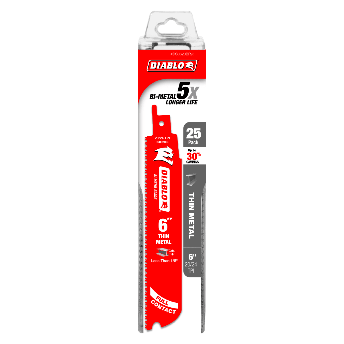 6" 20/24TPI Bi - Metal Reciprocating Saw Blades for Thin Metal (25 - pk) - AAA Industrial Supply