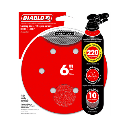 6" 220 - Grit Hook & Lock™ ROS Sanding Discs (10 - pk) - AAA Industrial Supply