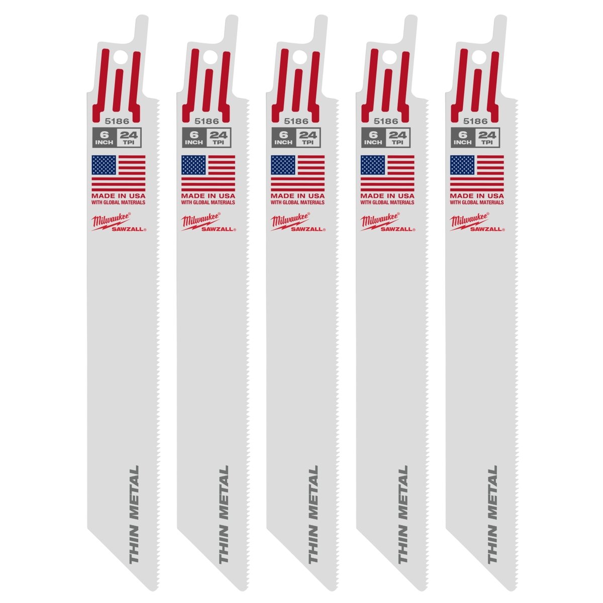 6" 24 TPI SAWZALL® Blade for Thin Metal (5 PK) - AAA Industrial Supply