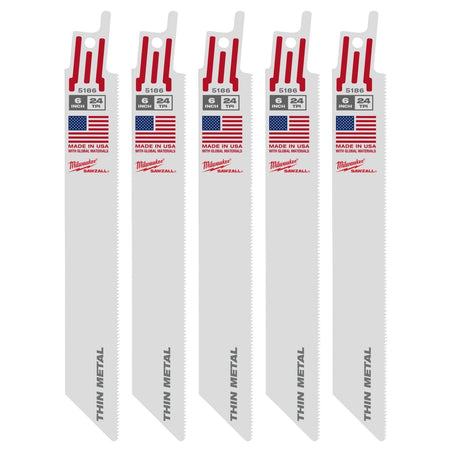 6" 24 TPI SAWZALL® Blade for Thin Metal (5 PK) - AAA Industrial Supply