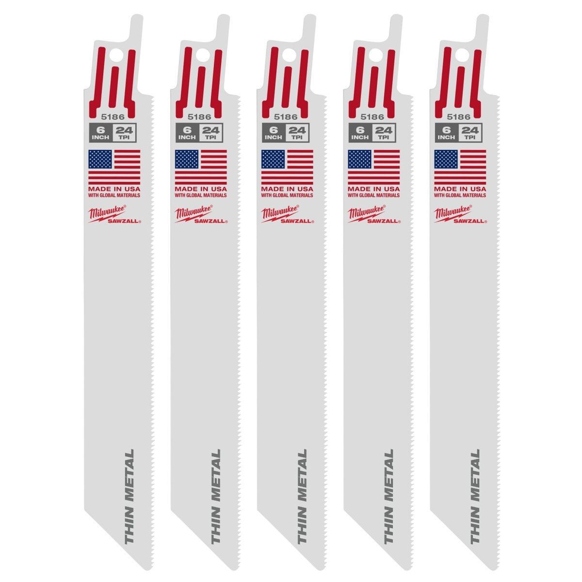 6" 24 TPI SAWZALL® Blade for Thin Metal (5 PK) - AAA Industrial Supply