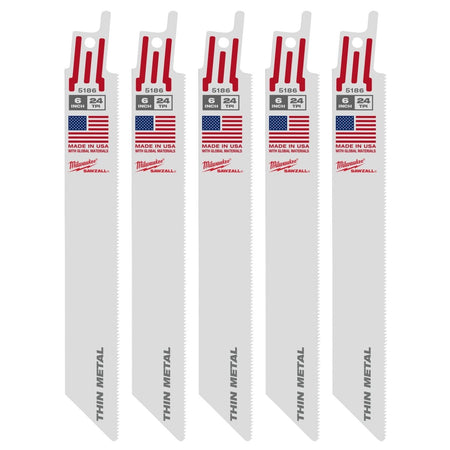 6" 24 TPI SAWZALL® Blade for Thin Metal (5 PK) - AAA Industrial Supply