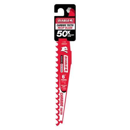 6" 3 TPI Demo Demon™ Carbide Teeth Reciprocating Saw Blade for Clean Wood and Pruning - AAA Industrial Supply