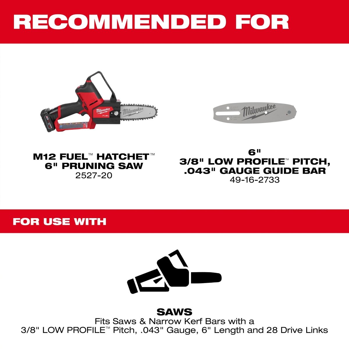 6" 3/8" LOW PROFILE™ Pitch, .043" Gauge Saw Chain - AAA Industrial Supply