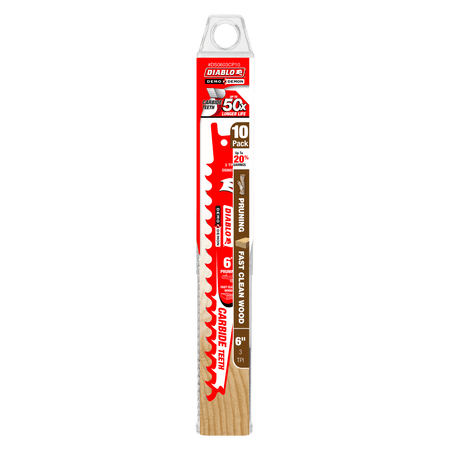 6" 3TPI Demo Demon™ Carbide Tipped Reciprocating Saw Blades for Pruning and Clean Wood (10 - pk) - AAA Industrial Supply