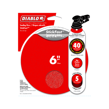 6" 40 - Grit StickFast™ ROS Sanding Discs (5 - pk) - AAA Industrial Supply