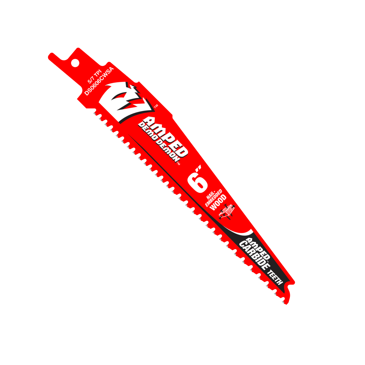 6" 5/7 TPI AMPED™ Demo Demon™ Carbide Teeth Reciprocating Saw Blade for Nail - Embedded Wood - AAA Industrial Supply