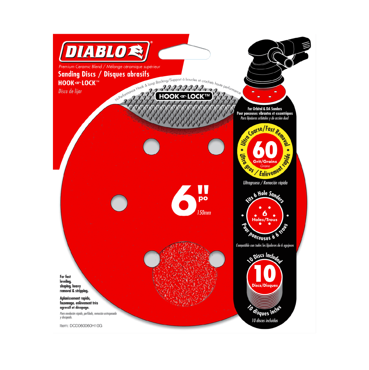 6" 60 - Grit Hook & Lock™ ROS Sanding Discs (10 - pk) - AAA Industrial Supply