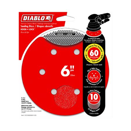 6" 60 - Grit Hook & Lock™ ROS Sanding Discs (10 - pk) - AAA Industrial Supply