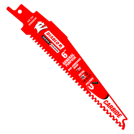 6" 6/9TPI Demo Demon™ Carbide Teeth Reciprocating Saw Blade for General Purpose Cuts - AAA Industrial Supply