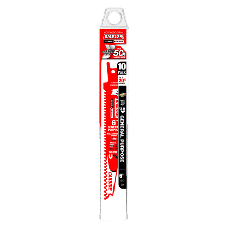 6" 6/9TPI Demo Demon™ Carbide Teeth Reciprocating Saw Blades for General Purpose Cuts (10 - pk) - AAA Industrial Supply