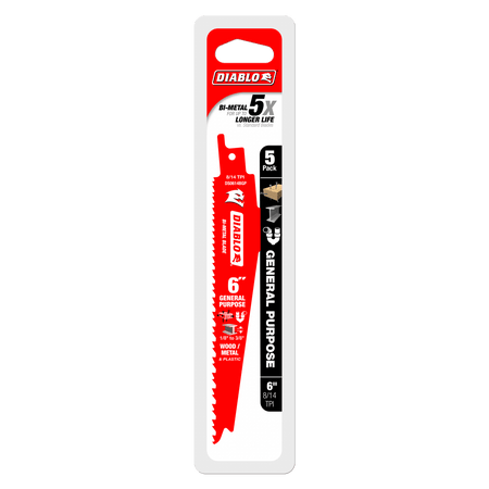 6" 8/14TPI Bi - Metal Reciprocating Saw Blades for General Purpose Cuts (5 - pk) - AAA Industrial Supply