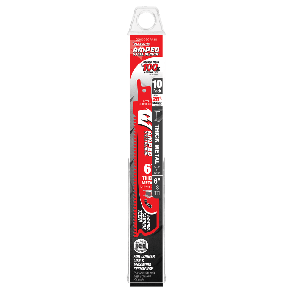 6" 8TPI AMPED™ Steel Demon™ Carbide Teeth Reciprocating Saw Blade for Thick Metal - AAA Industrial Supply