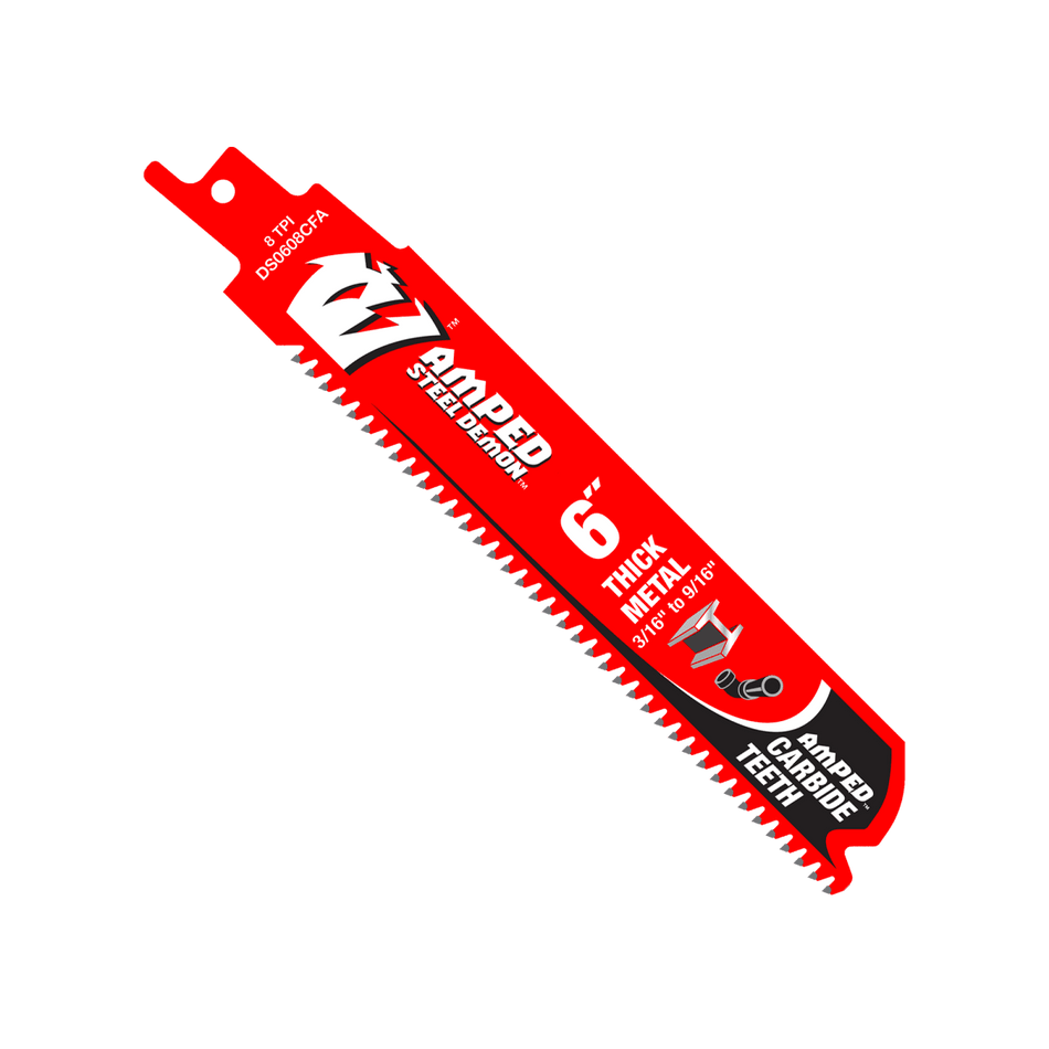 6" 8TPI AMPED™ Steel Demon™ Carbide Teeth Reciprocating Saw Blades for Thick Metal (3 - pk) - AAA Industrial Supply