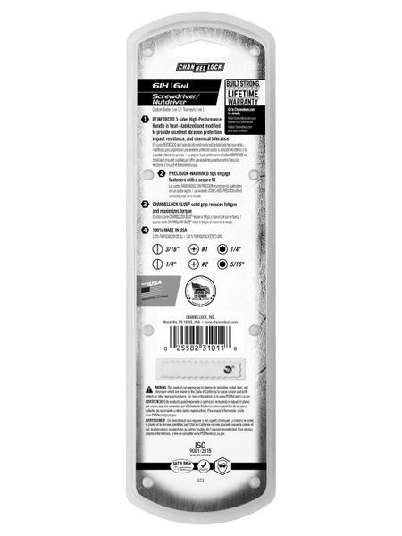 6 - in - 1 Channellock Professional Multi - Bit Screwdriver - AAA Industrial Supply