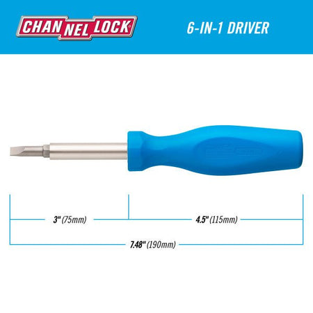 6 - in - 1 Channellock Professional Multi - Bit Screwdriver - AAA Industrial Supply