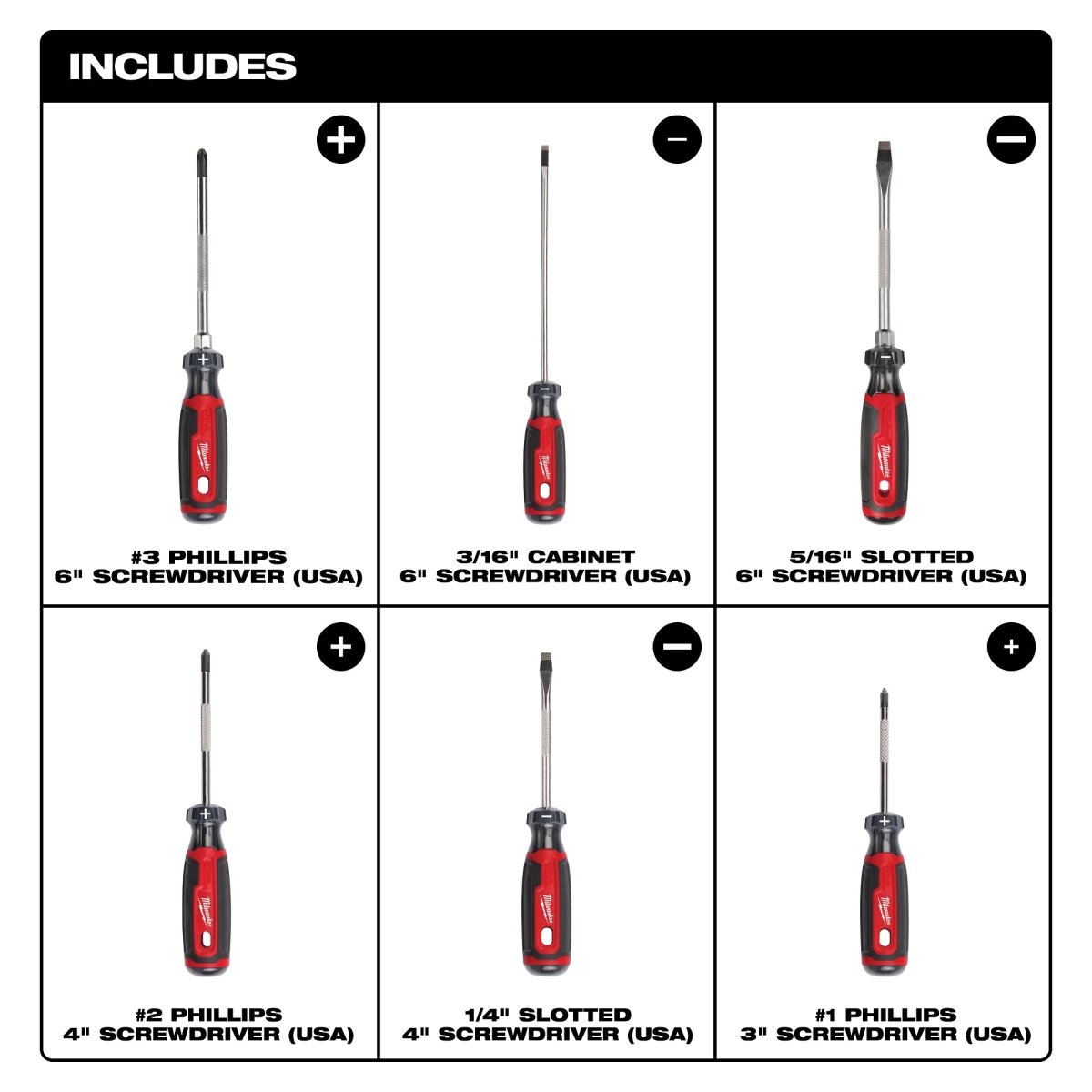 6 PC. Cushion Grip Screwdriver Set (USA) - AAA Industrial Supply