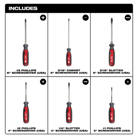 6 PC. Cushion Grip Screwdriver Set (USA) - AAA Industrial Supply