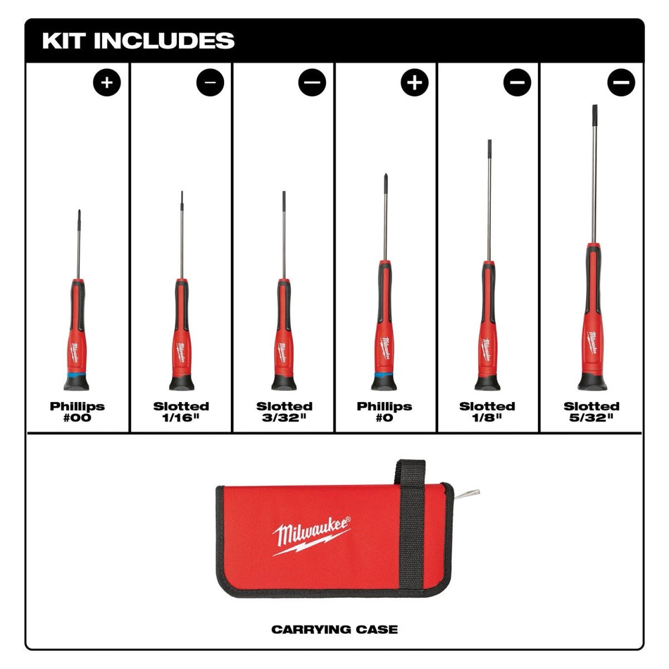 6 PC Precision Screwdriver Set w/ Case - AAA Industrial Supply