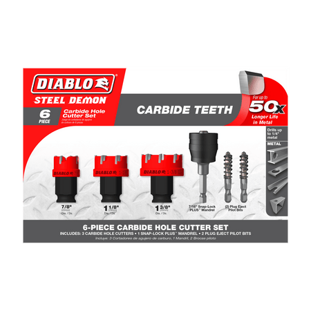 6 pc Steel Demon™ Carbide Teeth Hole Cutter Set (6 - pc) - AAA Industrial Supply