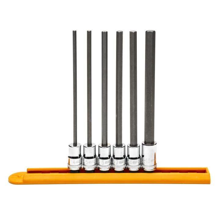 6 Piece 3/8" Drive Long Length Hex Bit Metric Socket Set - AAA Industrial Supply
