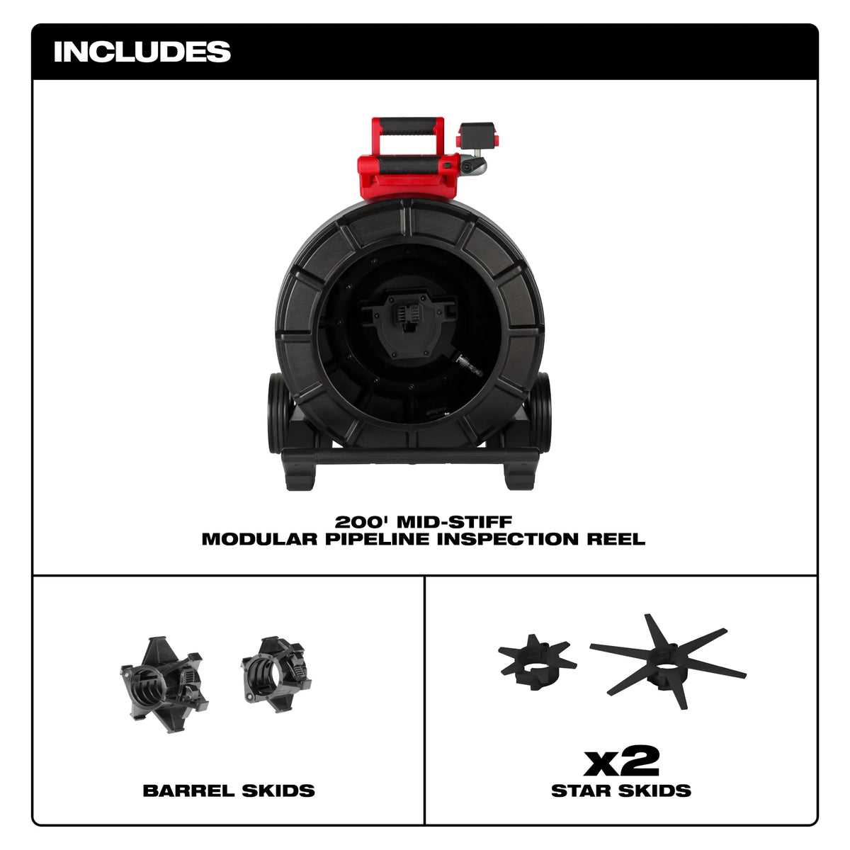 Milwaukee 200’ Mid-Stiff Modular Pipeline Inspection Reel