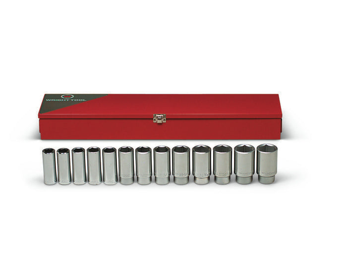3/4" Drive 13 Piece Metal Boxed Set - 6 Point Deep Sockets, 3/4" - 1-1/2"