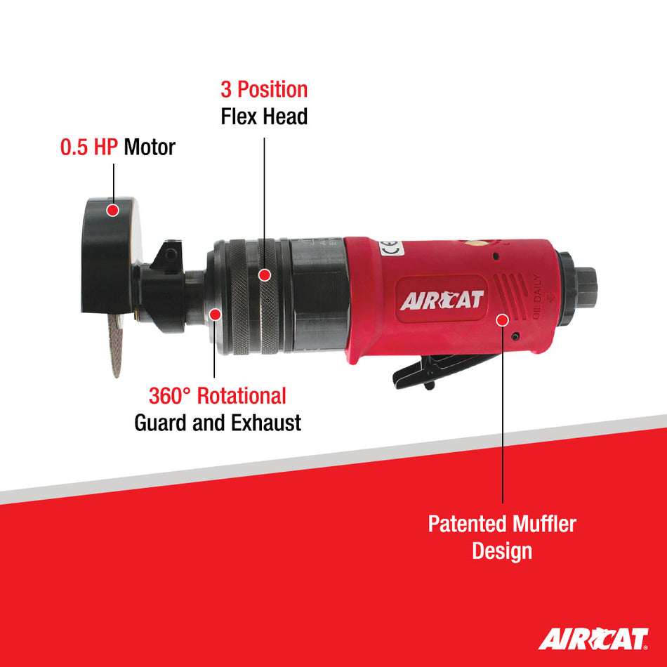 AIRCAT Pneumatic Tools 6530: .5 HP 3-Inch Flex Head Cut-Off Tool 18,000 RPM Free Speed