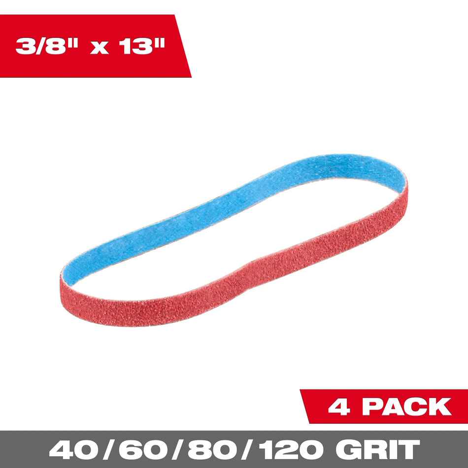 3/8” x 13” 40/60/80/120 Grit Bandfile Belts – 4 pack variety